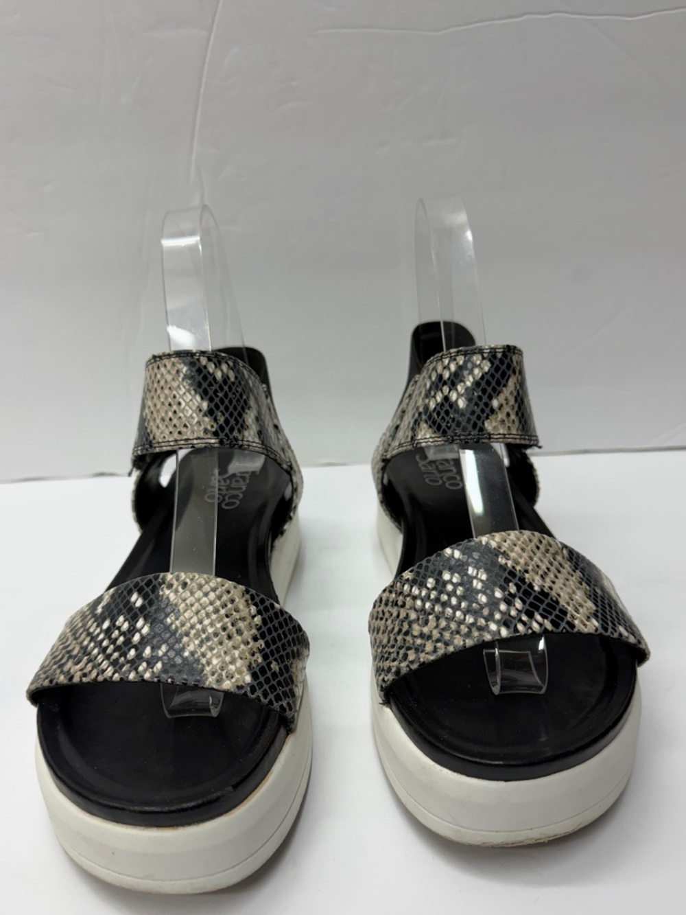 Franco Sarto Black and White Snake Print Leather L-Kana Sandals